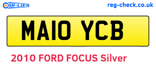 MA10YCB are the vehicle registration plates.
