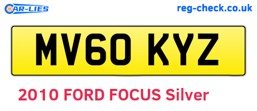 MV60KYZ are the vehicle registration plates.