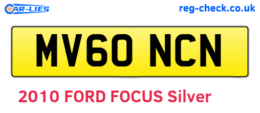 MV60NCN are the vehicle registration plates.