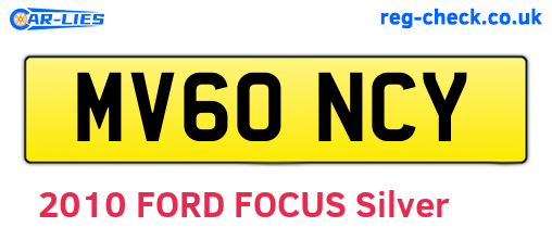 MV60NCY are the vehicle registration plates.