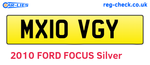 MX10VGY are the vehicle registration plates.