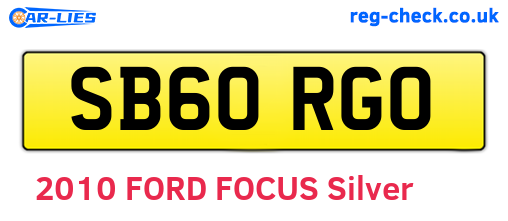 SB60RGO are the vehicle registration plates.