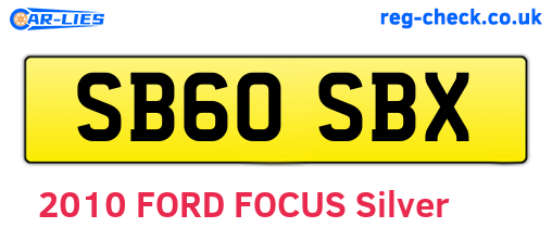 SB60SBX are the vehicle registration plates.
