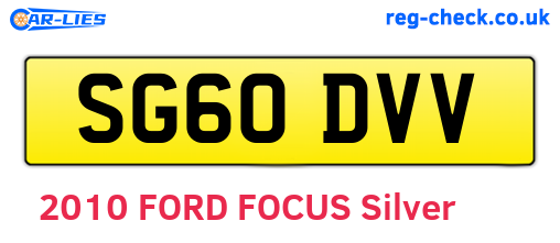 SG60DVV are the vehicle registration plates.