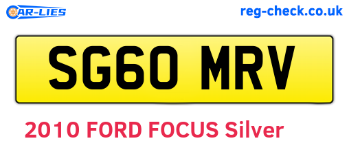 SG60MRV are the vehicle registration plates.