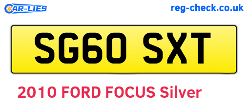 SG60SXT are the vehicle registration plates.