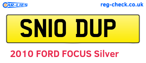 SN10DUP are the vehicle registration plates.