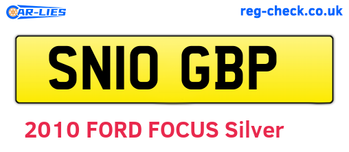 SN10GBP are the vehicle registration plates.