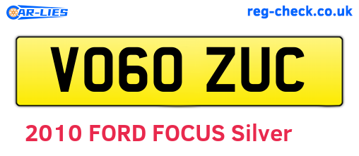 VO60ZUC are the vehicle registration plates.