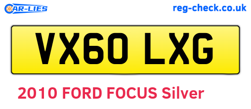 VX60LXG are the vehicle registration plates.