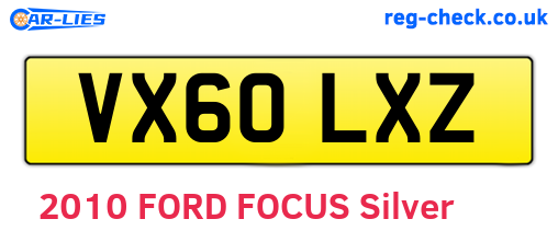 VX60LXZ are the vehicle registration plates.