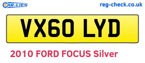 VX60LYD are the vehicle registration plates.