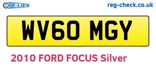 WV60MGY are the vehicle registration plates.