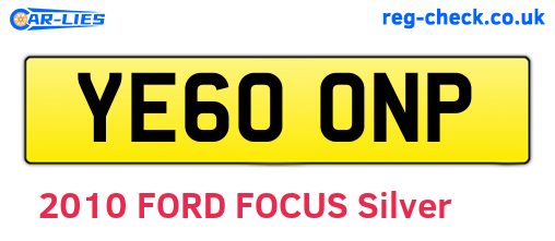 YE60ONP are the vehicle registration plates.