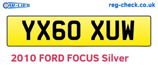 YX60XUW are the vehicle registration plates.