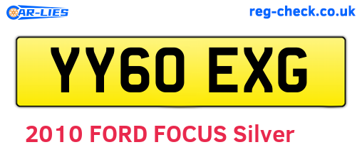 YY60EXG are the vehicle registration plates.