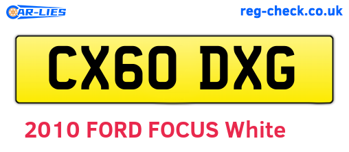 CX60DXG are the vehicle registration plates.