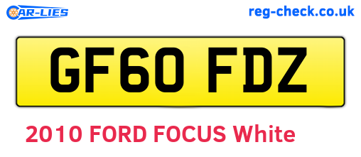 GF60FDZ are the vehicle registration plates.