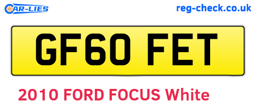 GF60FET are the vehicle registration plates.