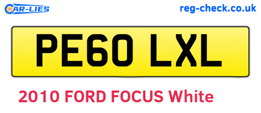 PE60LXL are the vehicle registration plates.