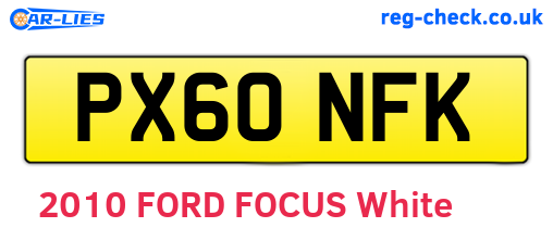 PX60NFK are the vehicle registration plates.