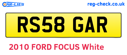 RS58GAR are the vehicle registration plates.