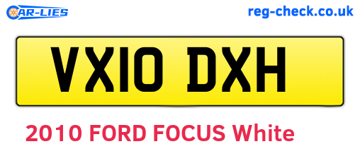 VX10DXH are the vehicle registration plates.