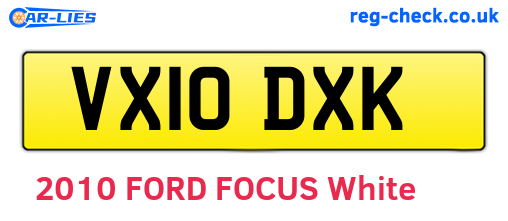 VX10DXK are the vehicle registration plates.