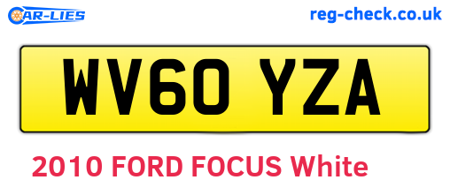 WV60YZA are the vehicle registration plates.