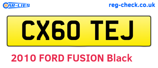 CX60TEJ are the vehicle registration plates.