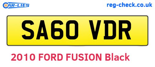 SA60VDR are the vehicle registration plates.