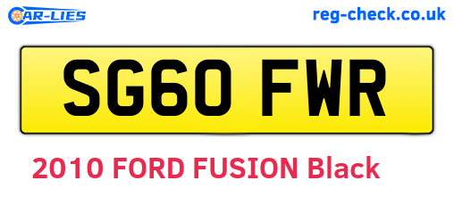 SG60FWR are the vehicle registration plates.