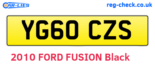 YG60CZS are the vehicle registration plates.