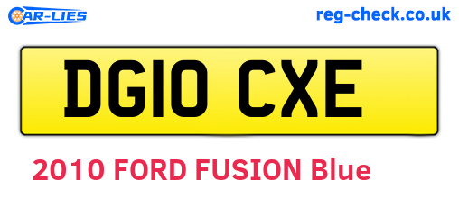 DG10CXE are the vehicle registration plates.