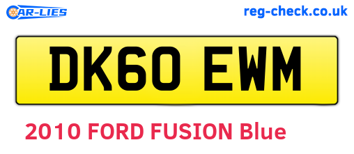 DK60EWM are the vehicle registration plates.