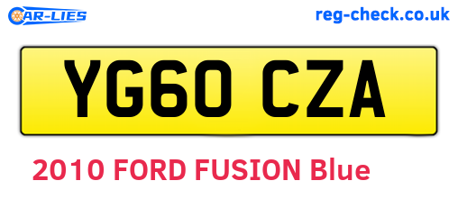 YG60CZA are the vehicle registration plates.