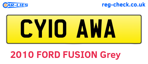 CY10AWA are the vehicle registration plates.