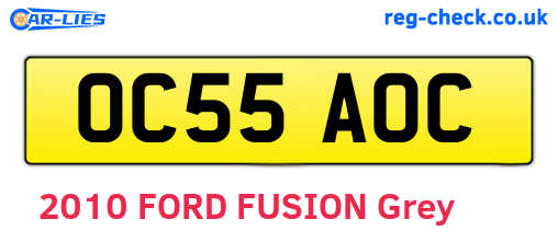 OC55AOC are the vehicle registration plates.