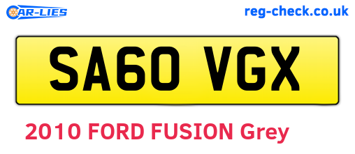SA60VGX are the vehicle registration plates.