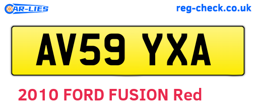 AV59YXA are the vehicle registration plates.
