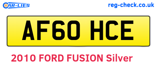 AF60HCE are the vehicle registration plates.