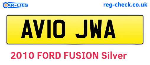 AV10JWA are the vehicle registration plates.