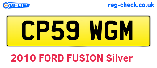CP59WGM are the vehicle registration plates.