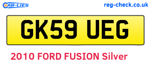 GK59UEG are the vehicle registration plates.