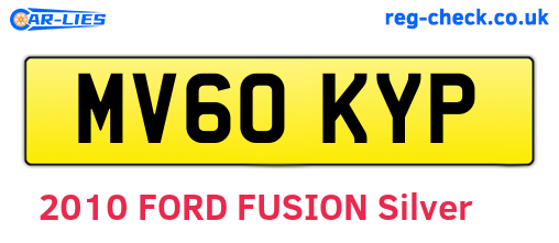 MV60KYP are the vehicle registration plates.