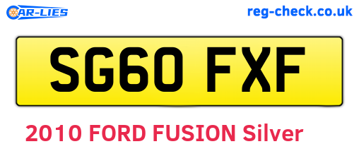 SG60FXF are the vehicle registration plates.