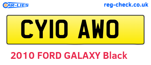 CY10AWO are the vehicle registration plates.
