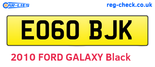 EO60BJK are the vehicle registration plates.