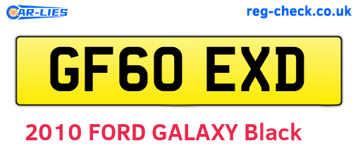 GF60EXD are the vehicle registration plates.