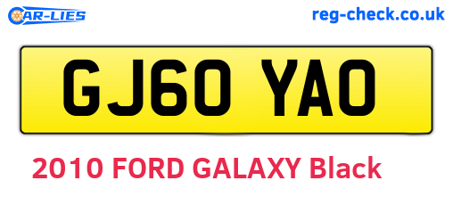 GJ60YAO are the vehicle registration plates.
